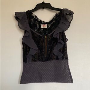 Elegant Black Lace Ruffle Top